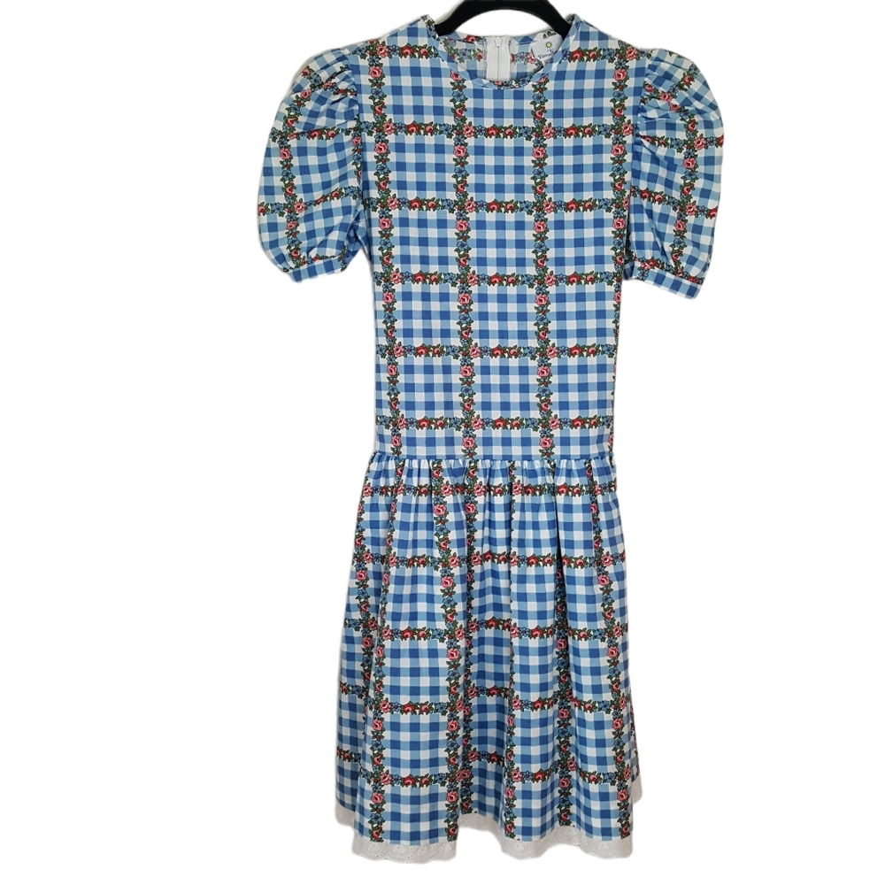 Florence Eiseman Vintage Gingham Floral Dress 81736 Girls Size 10